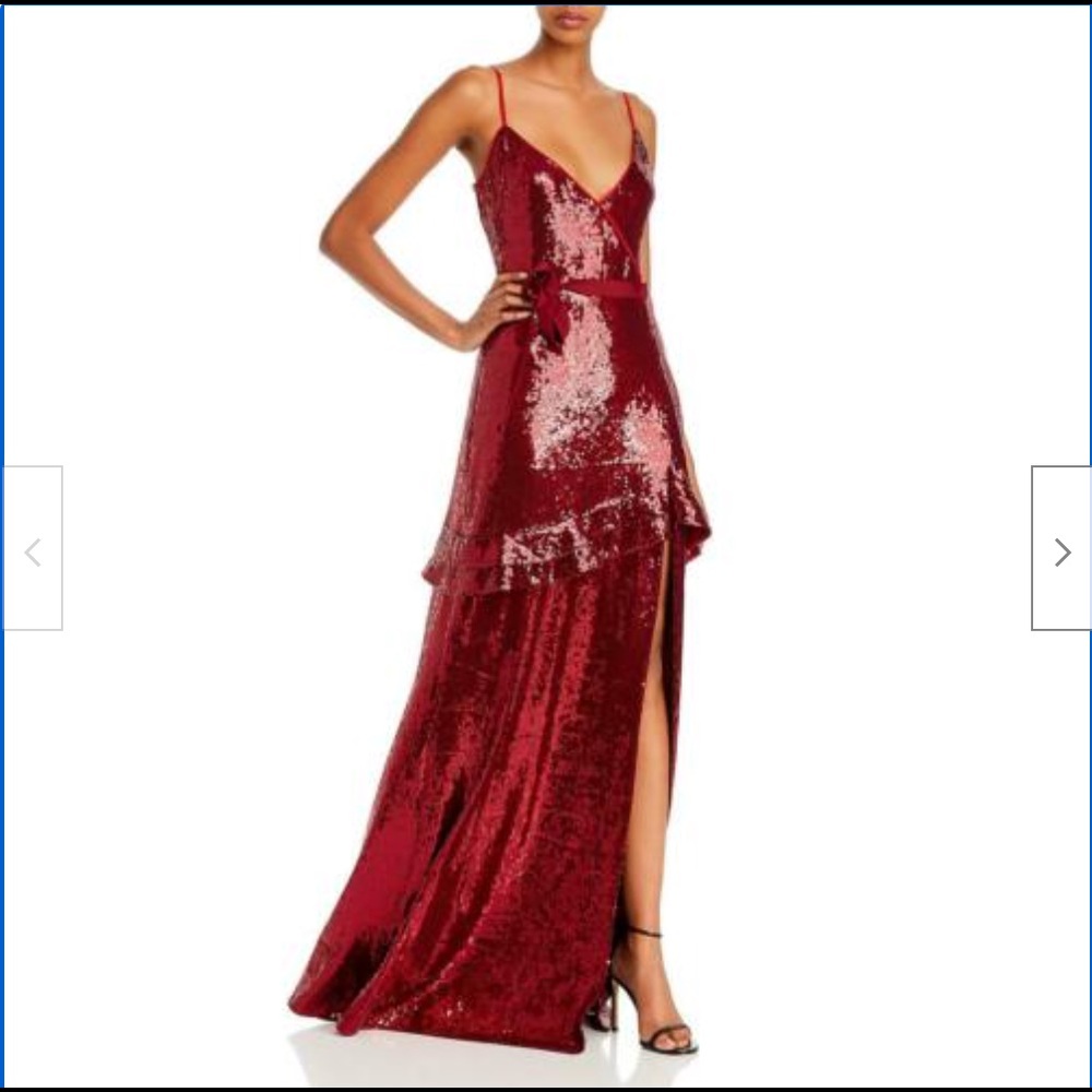 Rachel Zoe Womens Walker Red Sequined Dress Gown